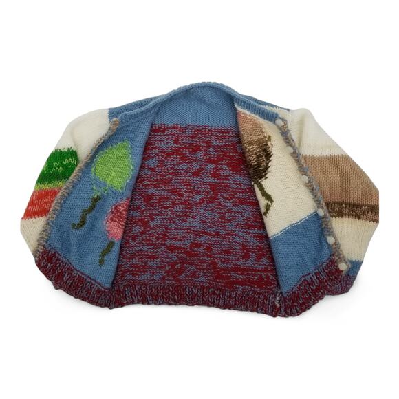 Handknit Cardigan Sweater Kids Colorful Balloons Stripes Soft Fastener/Buttons - Picture 4 of 7